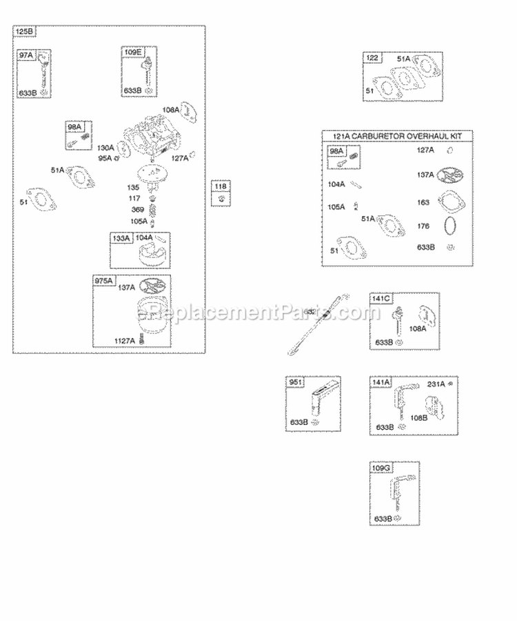 Carburetor Kit - Carburetor Overhaul Diagram and Parts List for 202412-0166-E1  Briggs and Stratton Engine
